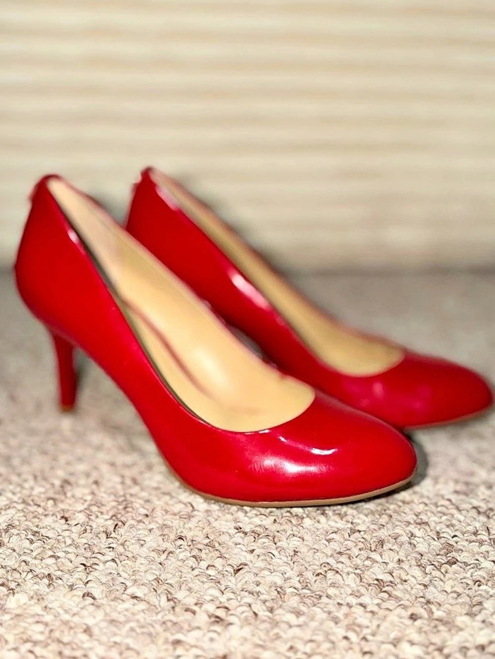Michael Kors Flex Patent Leather Mid-Heel Pump Red Heels